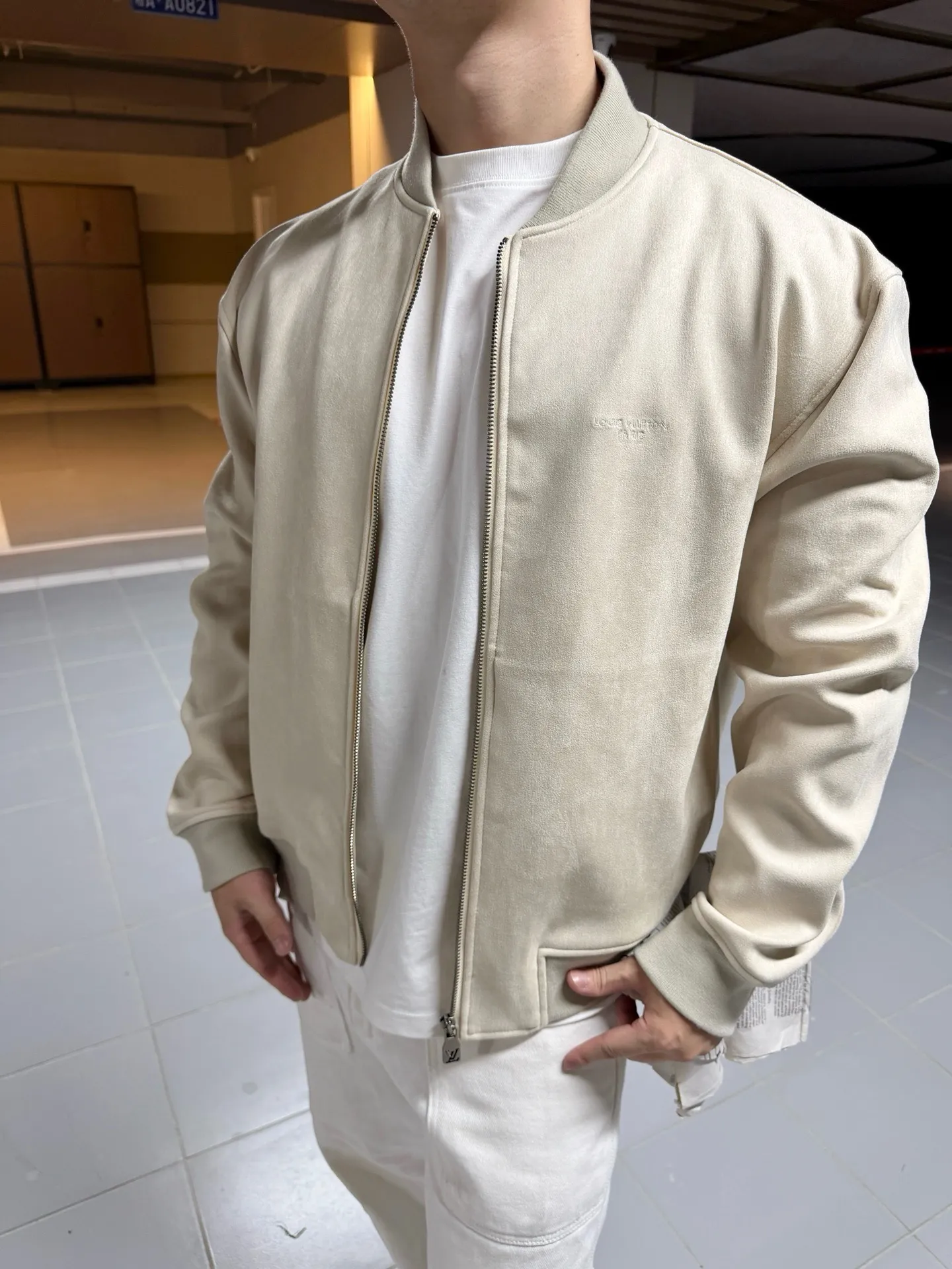 Louis Vuitton Suede Embroidered Logo Jacket Jacket